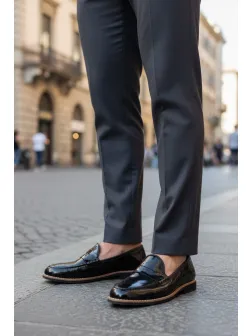 Mocasini barbati negri, tapla subtire, piele eco, comozi 12221 N3.N4-1